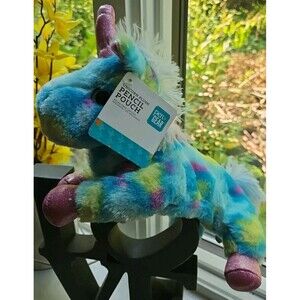 Unicorn Plush Zip Pencil Pouch Tye Dye Brand New With Tags